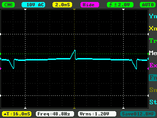 G10: Lamp 2 with halogen on mains dimming at 10%
