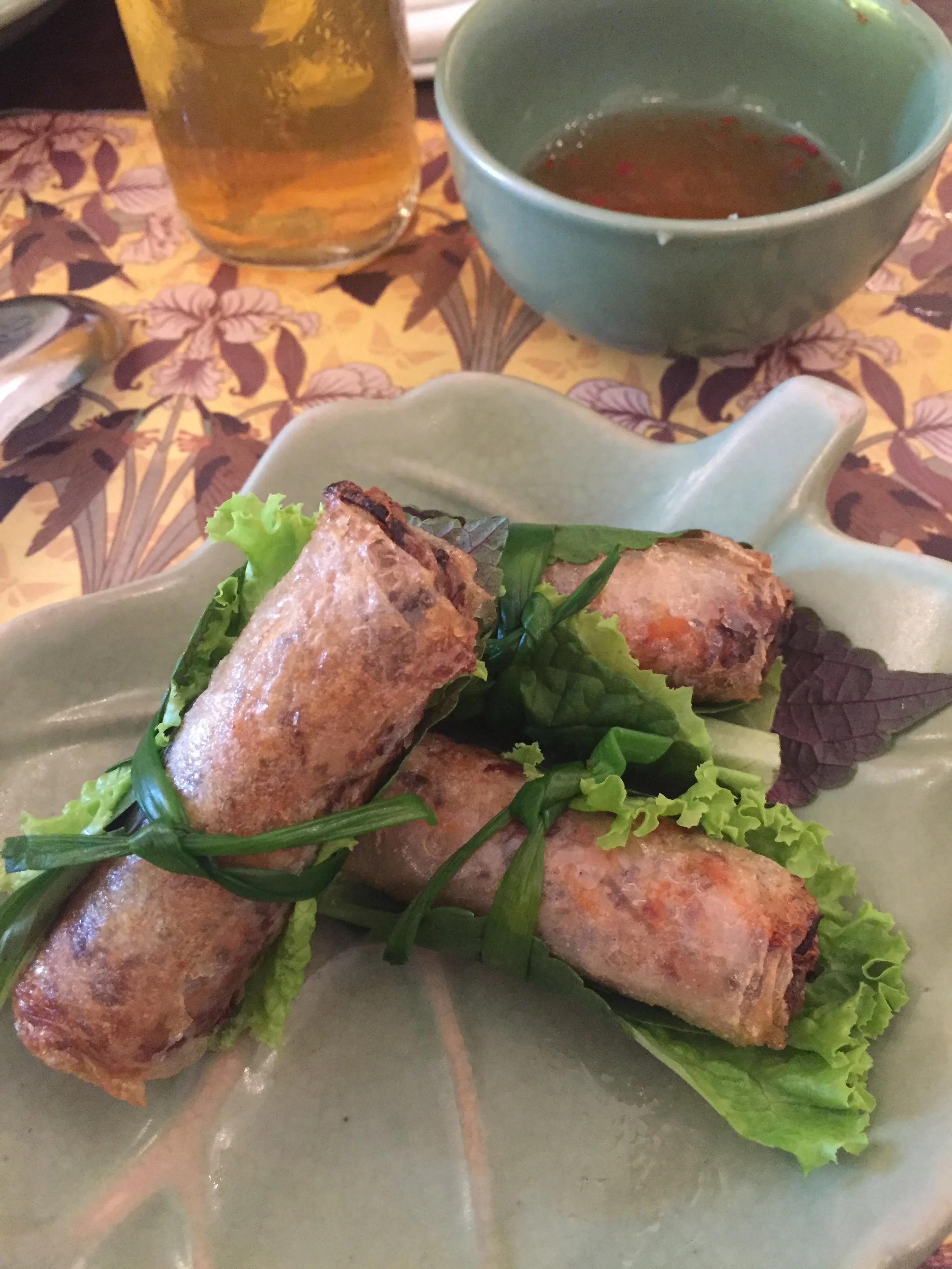 Fried Spring Rolls with Pork, Noodles and Ear Mushrooms.