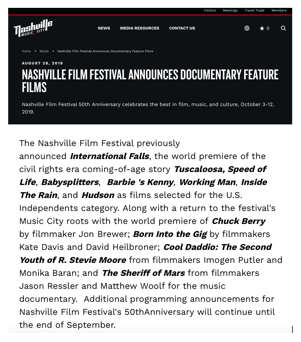 Chuck Berry: The Original King of Rock 'n' Roll World Premiere at Nashville Film Festival