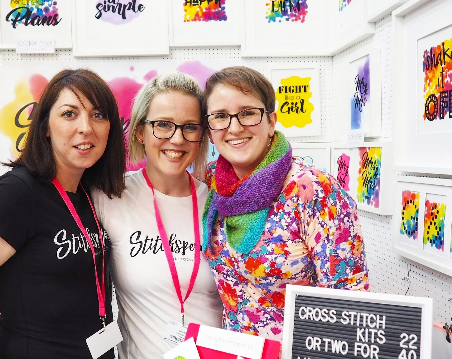 Meeting Charlie (in the middle) at the Spring Knitting & Stitching Show