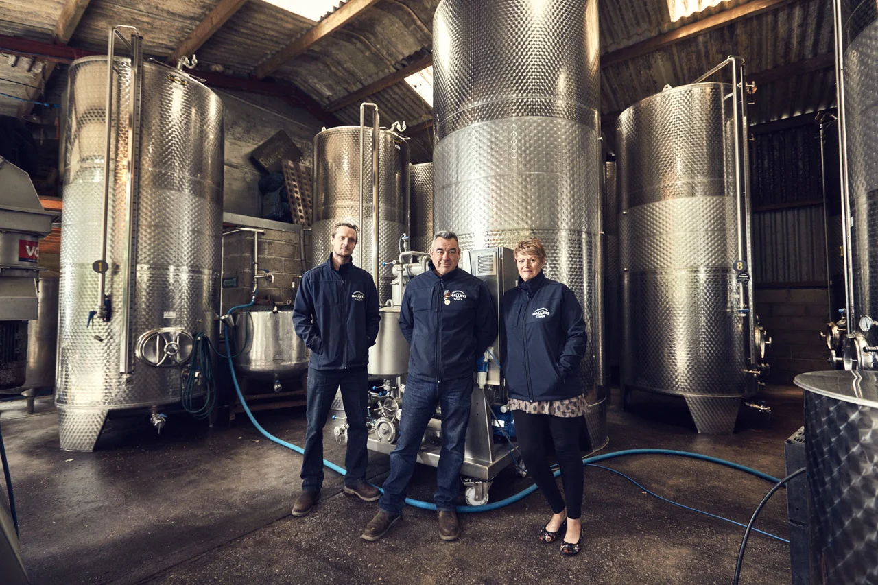 Andy, Andrew and Anne Hallet of Hallets Cider. Picture: Rob Evans.