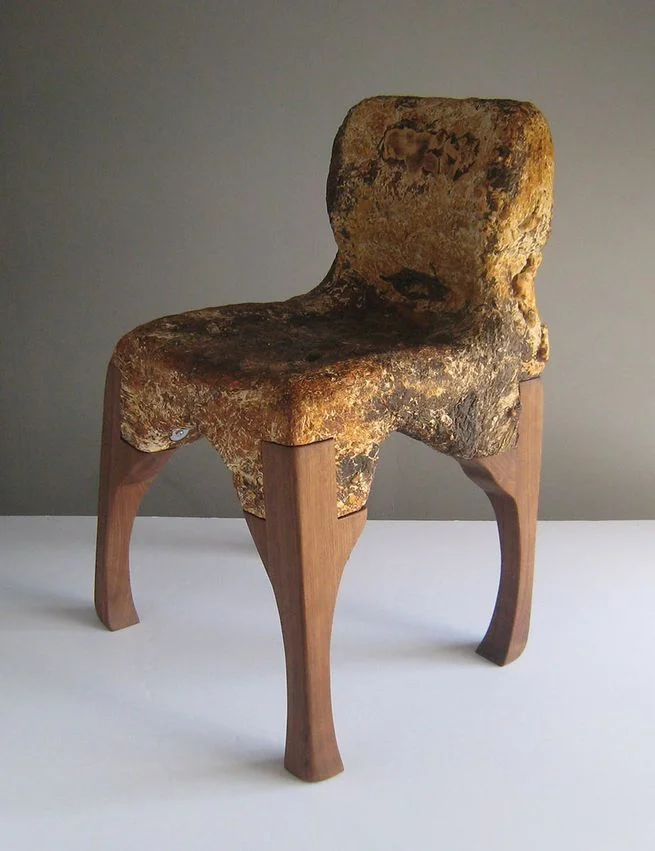 The McQueen chair, grown by Phil Ross out of mycelium. Picture: Phil Ross. 
