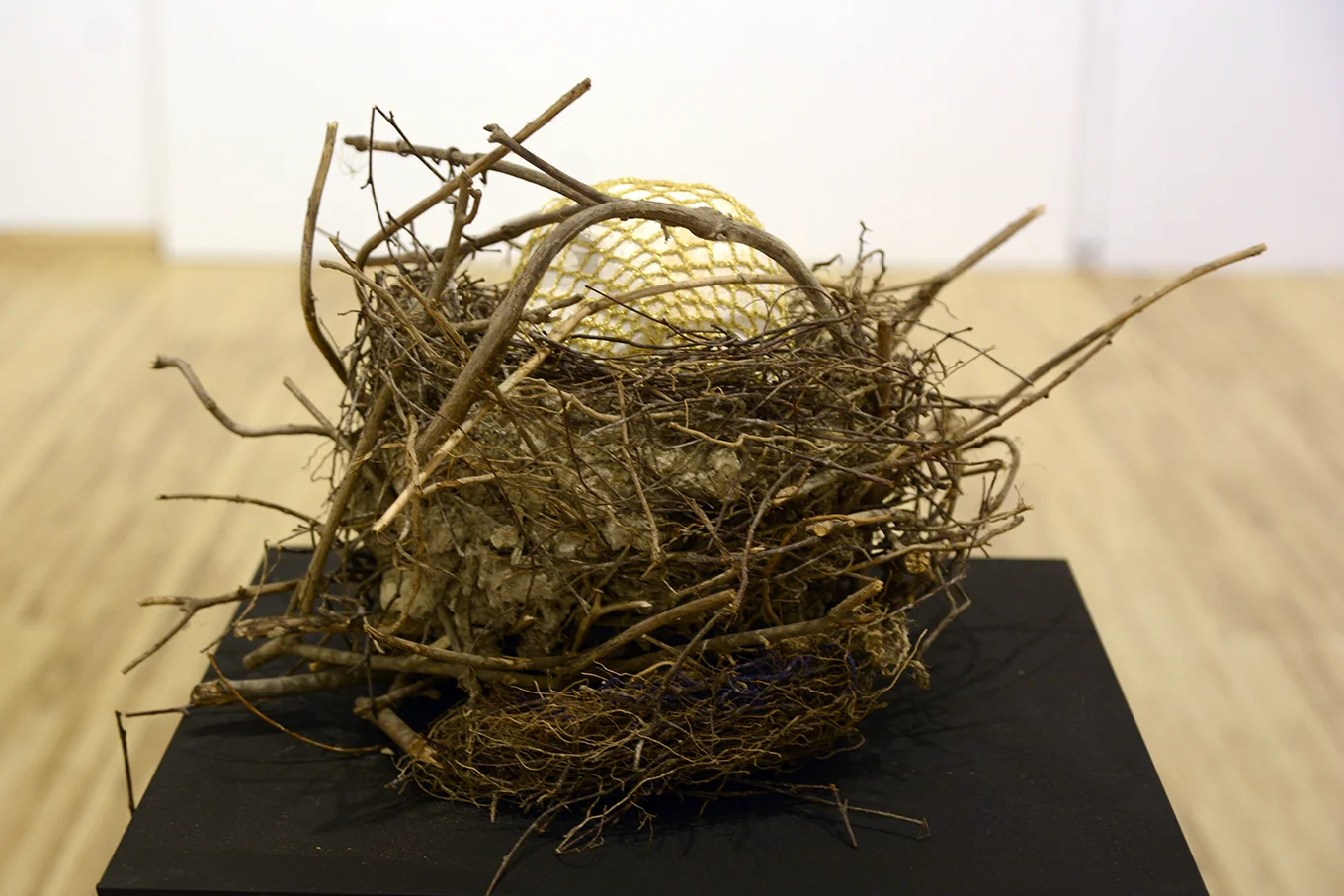 To make you warm / concrete, golden thread and nest / 2018