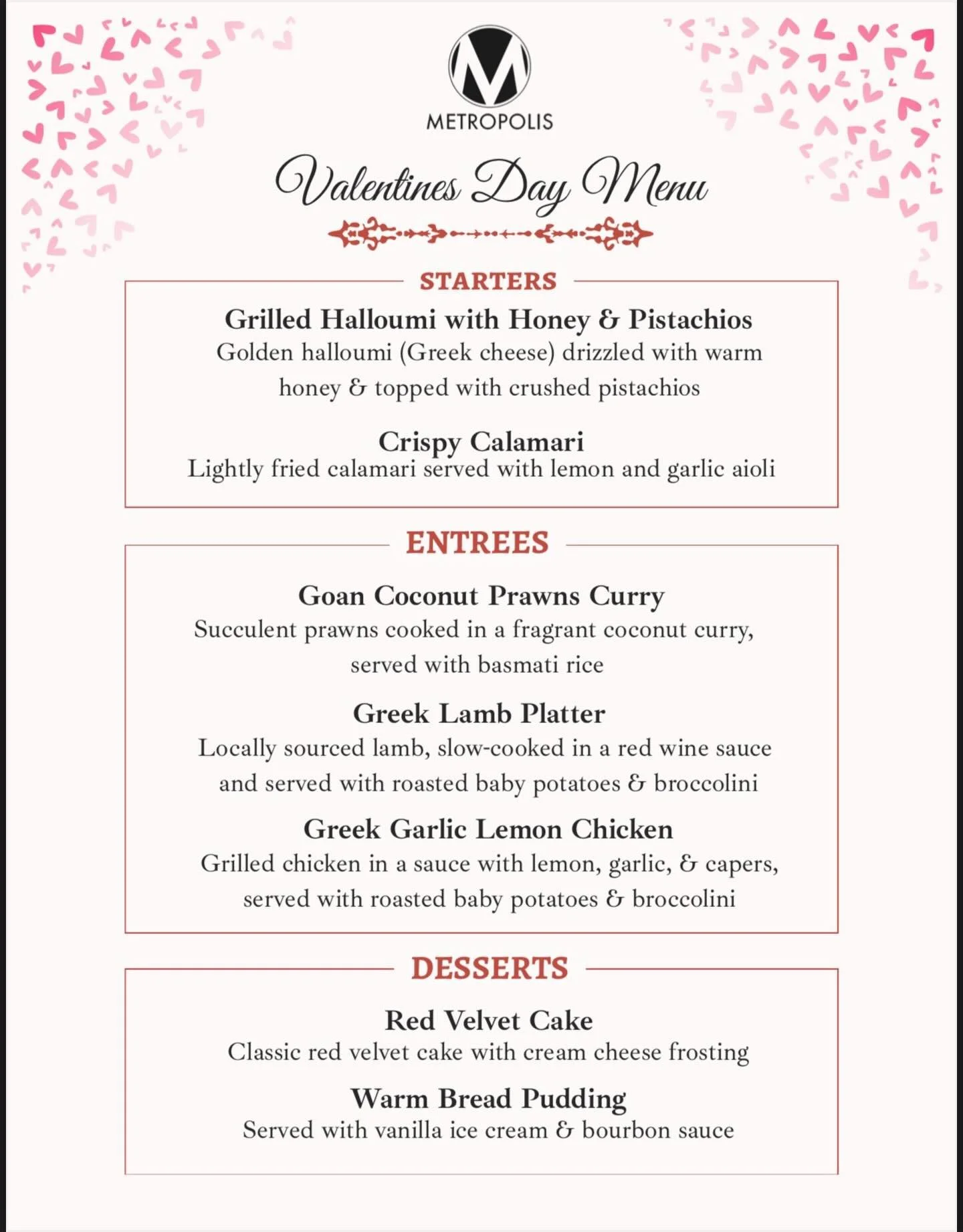 Valentine's Day at Metropolis Cafe