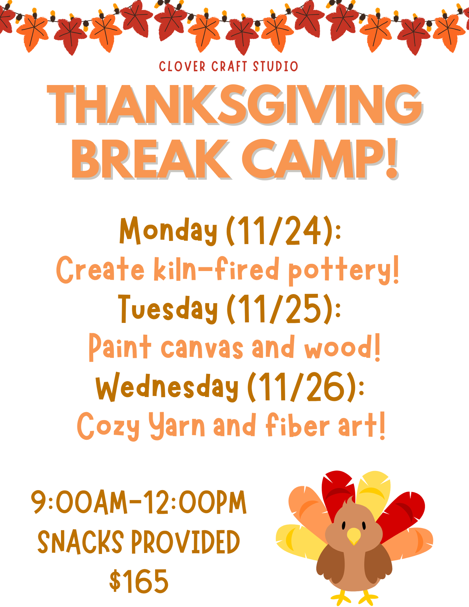 Thanksgiving Break Camp at Clover Craft Studio — Lake Oconee Life