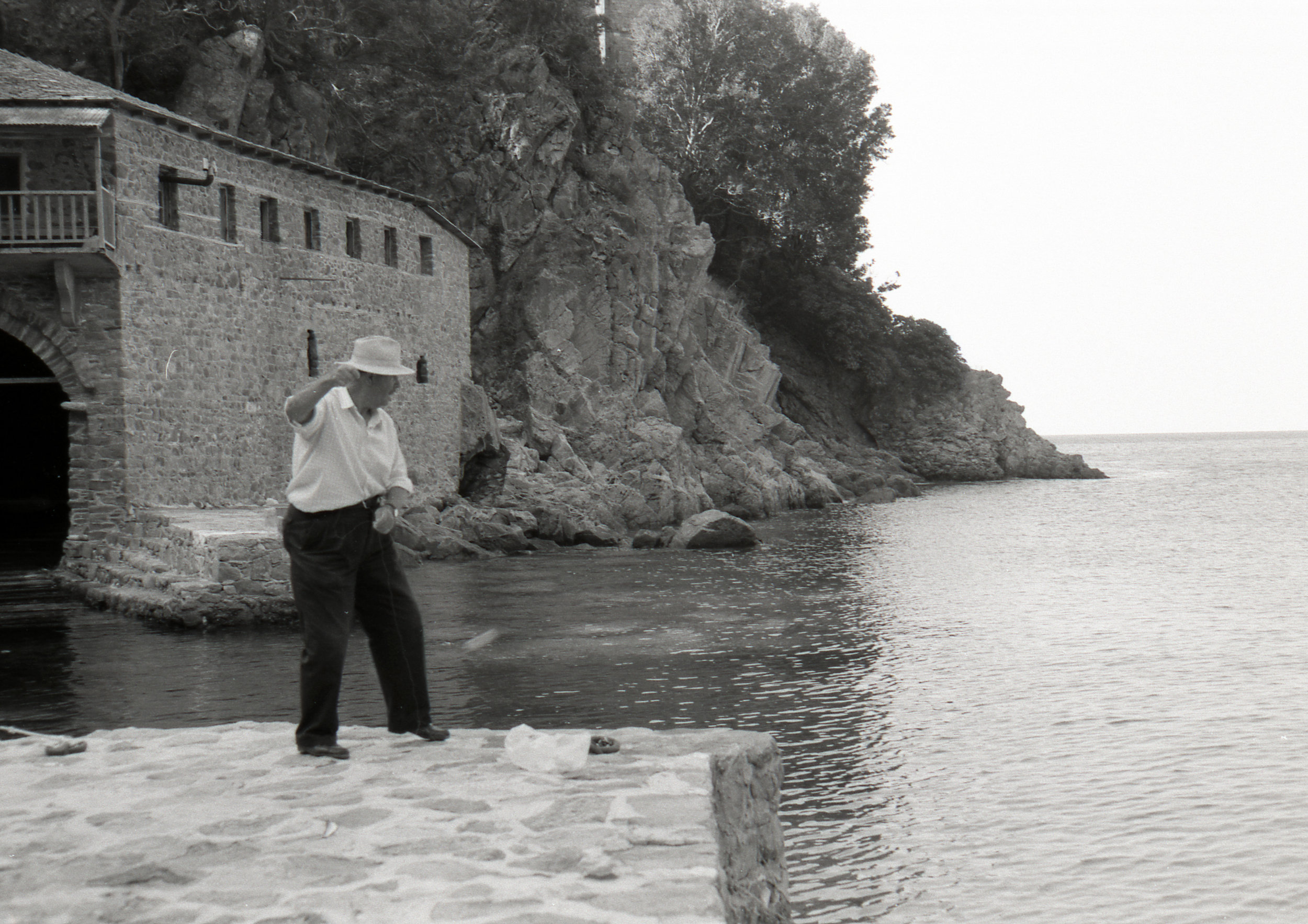A man fishes at Mt Athos
