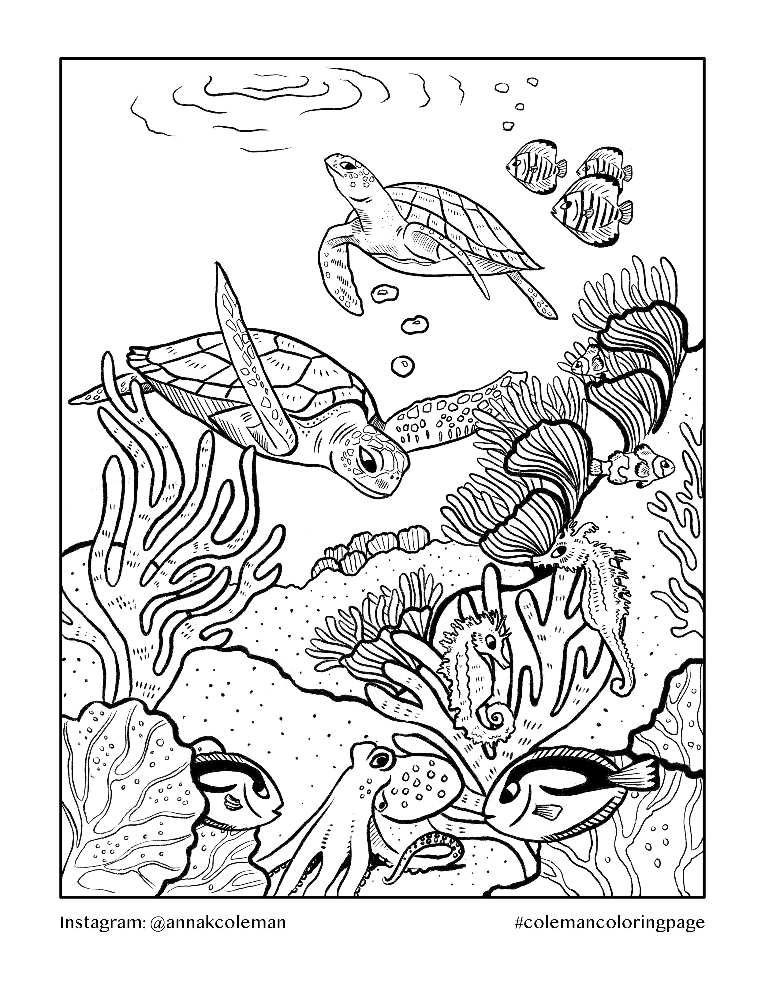 Free Printable Coral Reef Coloring Pages