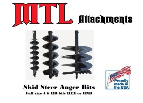 20" Auger Bit w/ Round Collar For Skid Steer Loaders 4' Length 20 Inch 