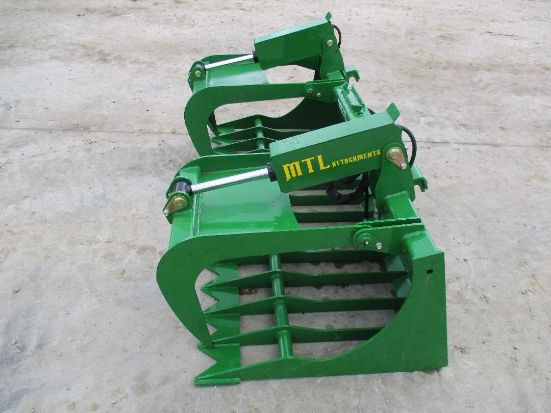 $169 ship MTL Attachments RK-X 72/" Skid Steer Rock Grapple Bucket Twin Cylinder