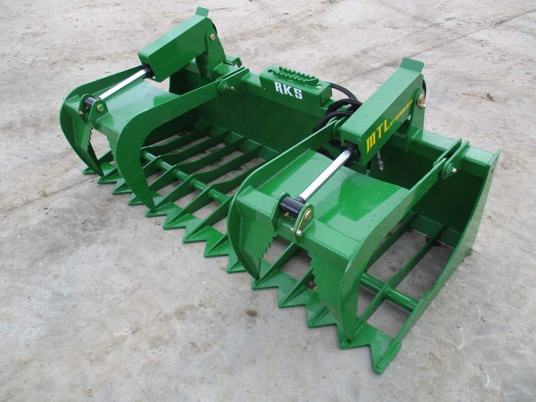 $169 ship MTL Attachments RK-X 72/" Skid Steer Rock Grapple Bucket Twin Cylinder