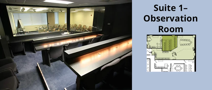 Observation room seats 16 with tiered seating