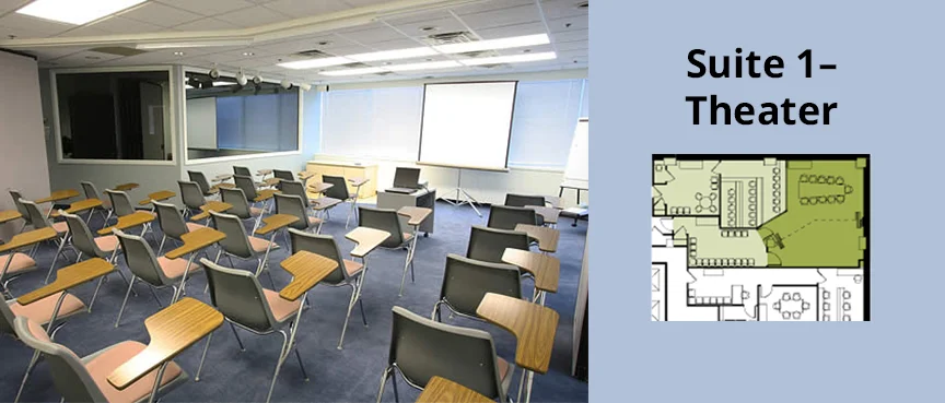 600 sq. ft. total • Adapts to living room, theater and mock jury configurations