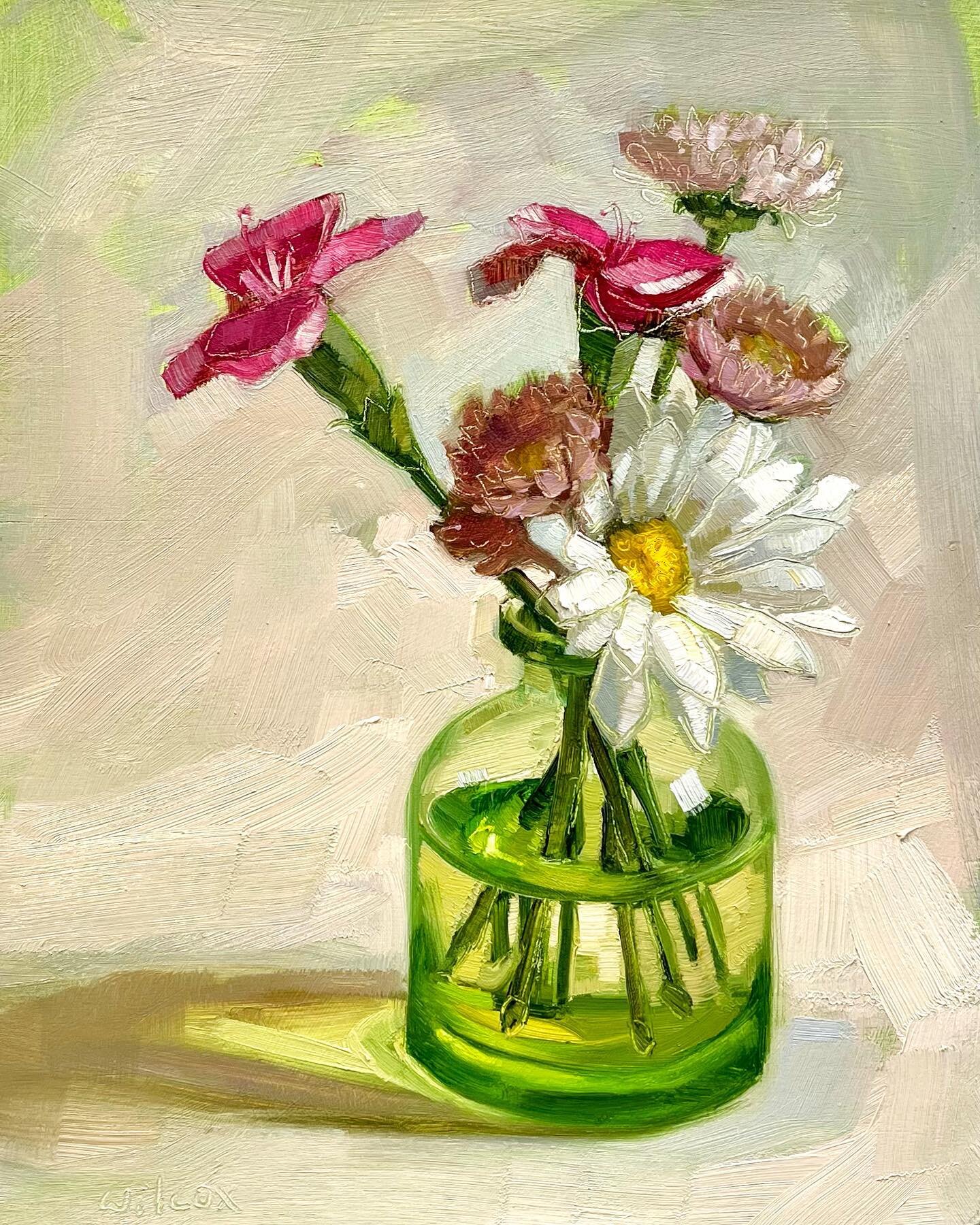 More flowers 🌸😃🌸 I&rsquo;m getting ready for the Melrose Arts Festival coming up in April in Melrose, MA. Green Vase, 10&rdquo; x 8&rdquo;, Oil on cradled panel. Happy Spring! 🌼#alltheflowers