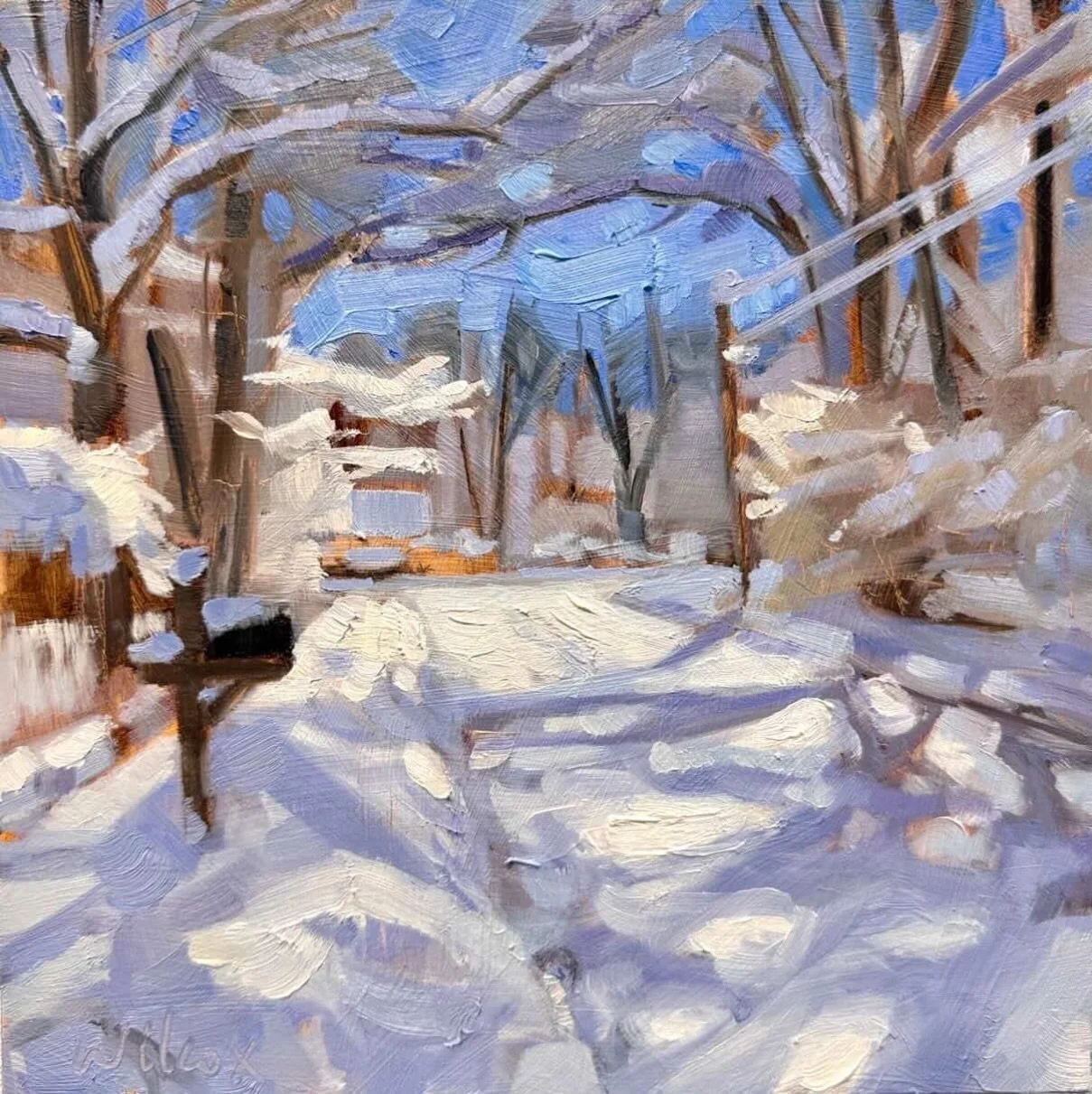 Ok, this is the last snow painting that I&rsquo;ll be posting! I&rsquo;m done with snow and ready for new things. I hope it all melts this week. ☀️☀️☀️Available in my shop, link in profile. Enjoy! 

#winterpainting #smallpaintings #dailypainting #sno