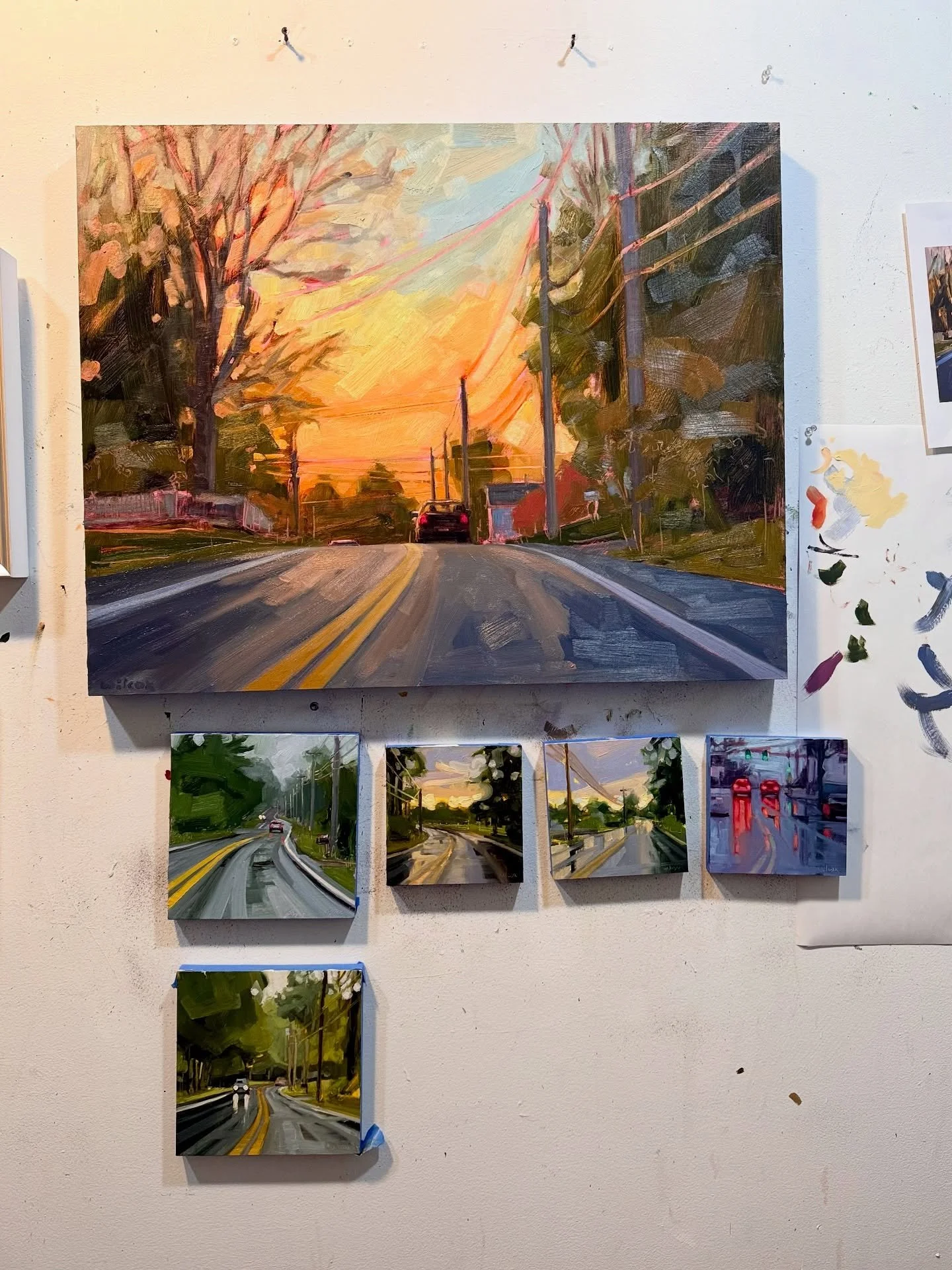 Just finishing up a collection of roads for Amesbury&rsquo;s Open Studio tour this weekend! Now I gotta frame and hang these babies. Lots of new work in my studio. Come by and see all the work by so many of the Amesbury artists! Sat 10-5, Sunday 11-4
