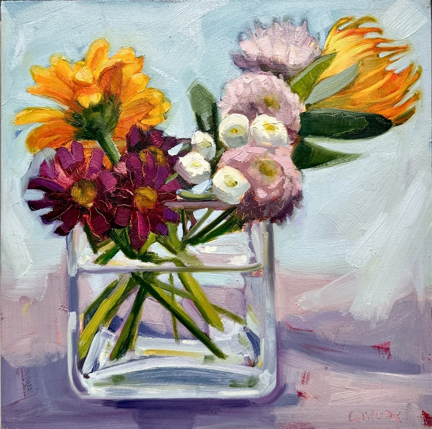 More flowers to distract you for a moment. 🌸 12&rdquo;x12&rdquo;, oil on canvas. 

#flowerpainting #paintfromlife #allaprima #flowers #wilcoxstudio