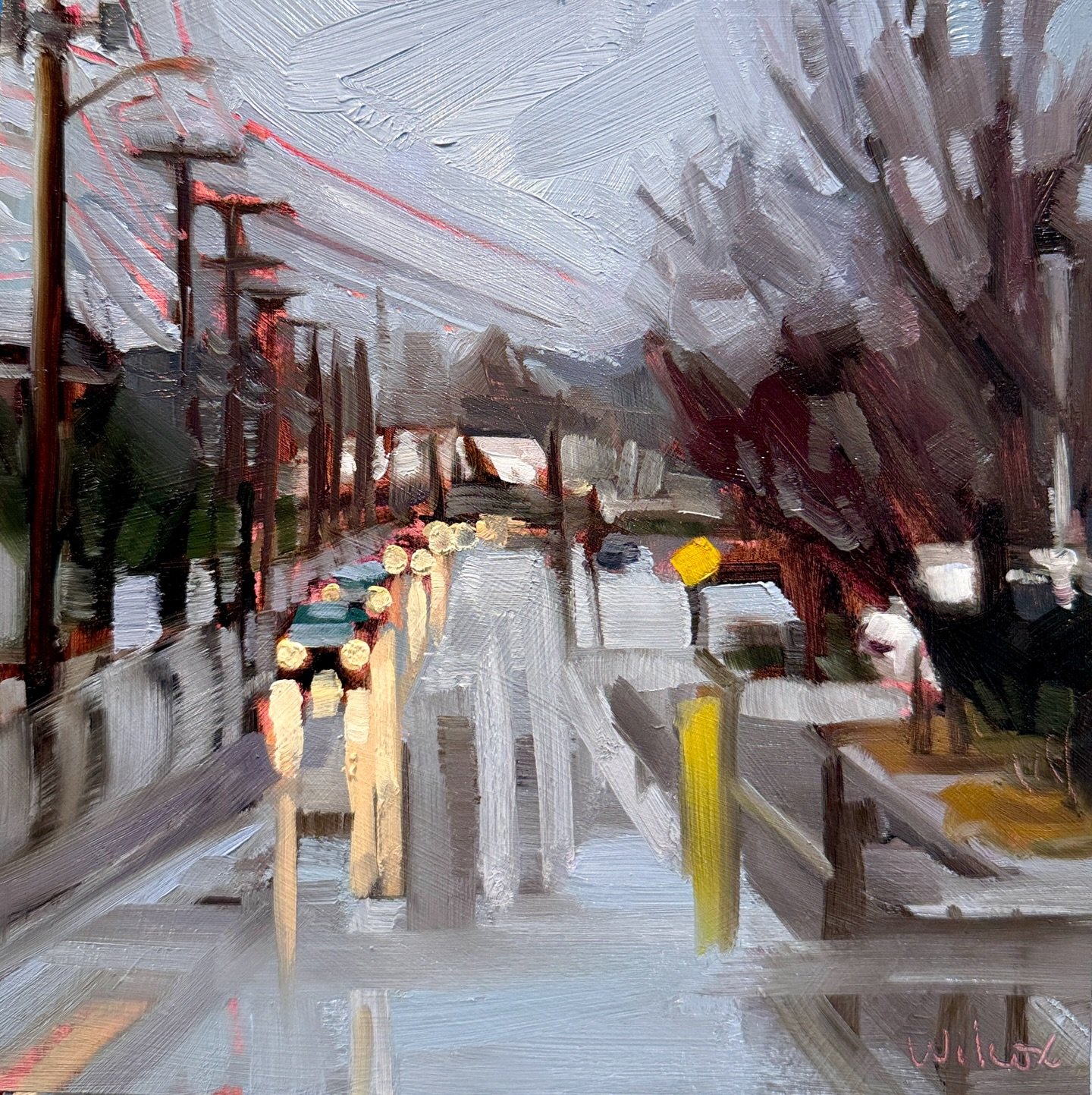 Rainy drives, one of my favorite things to paint. Just finished this one, and it will be available next weekend at The Melrose Arts Festival in Melrose, Ma. Sat. 4/25 and Sunday 4/26 from 11-5. And it&rsquo;s inside so, Rain or Shine! See you there! 