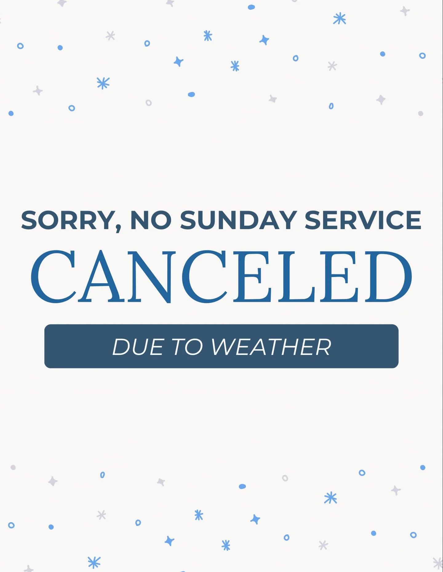 Due to expected weather conditions, church services are canceled tomorrow.
Your safety matters to us...please stay warm and safe.
We&rsquo;ll look forward to worshiping together soon!

&ldquo;I look up to the mountains&mdash; does my help come from t