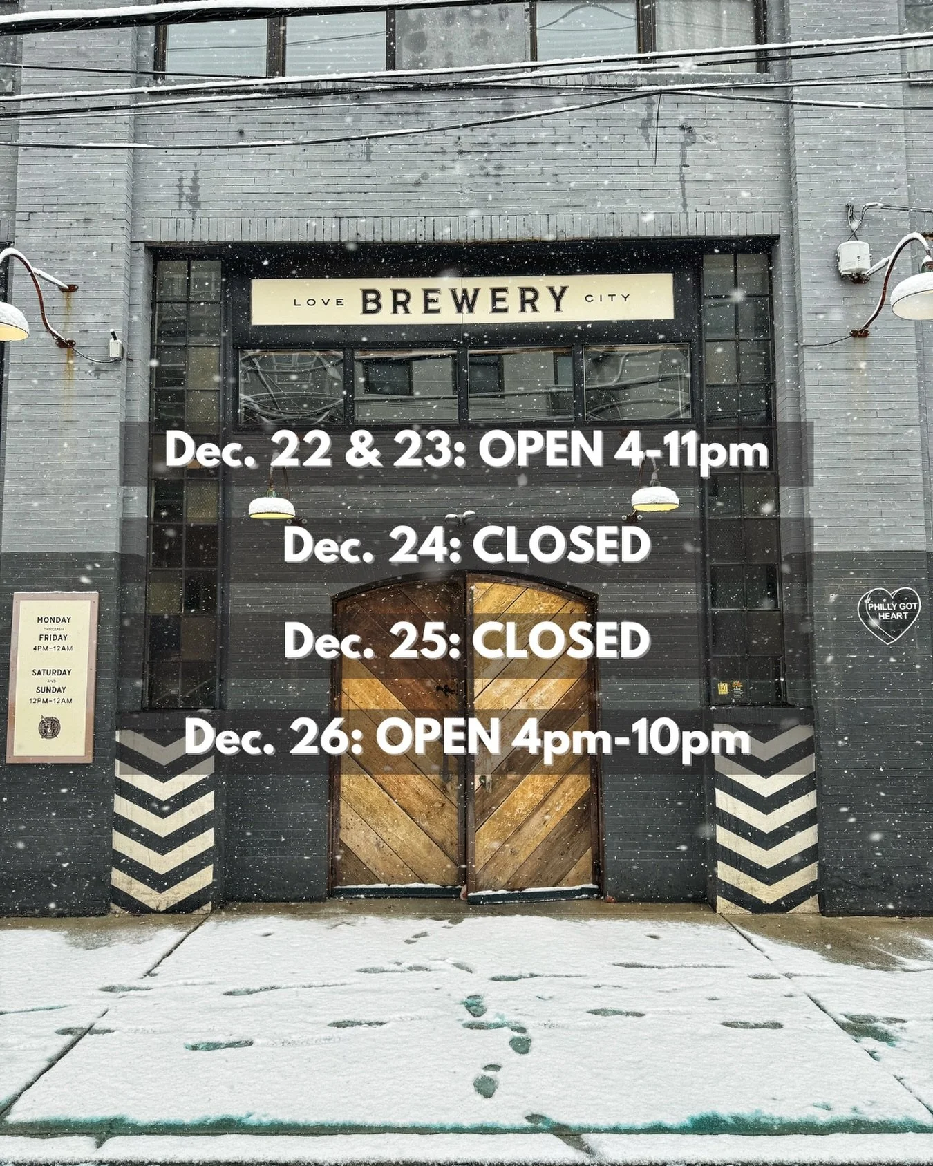 Christmas is almost here!🎄🎁 Here&rsquo;s our taproom schedule for the week:
Mon, Dec. 22 &amp; Tues, Dec. 23 OPEN regular hours (4-11pm)
Weds, Dec. 24: CLOSED
Thurs, Dec. 25: CLOSED
Fri, Dec. 26: OPEN regular hours (4pm-10pm)