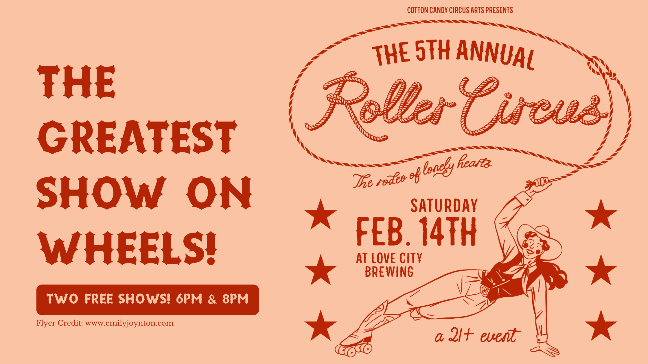  YEEHAW! The Roller Circus is back on February 14th for a rolling rodeo roundup you won’t want to miss!  