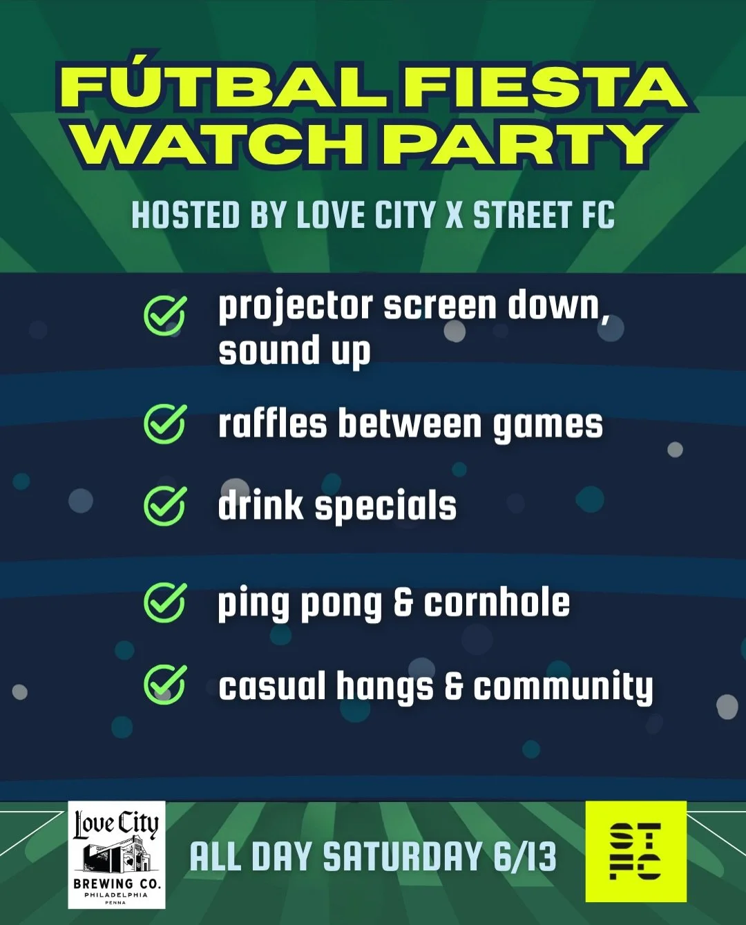 the World Cup is HERE and Philly is ready!&nbsp;🌍⚽ this city has always known what it means to love the world&rsquo;s game &mdash; and now the world is coming to us! we&rsquo;re so here for it.
To celebrate, we&rsquo;re hosting an all-day watch part