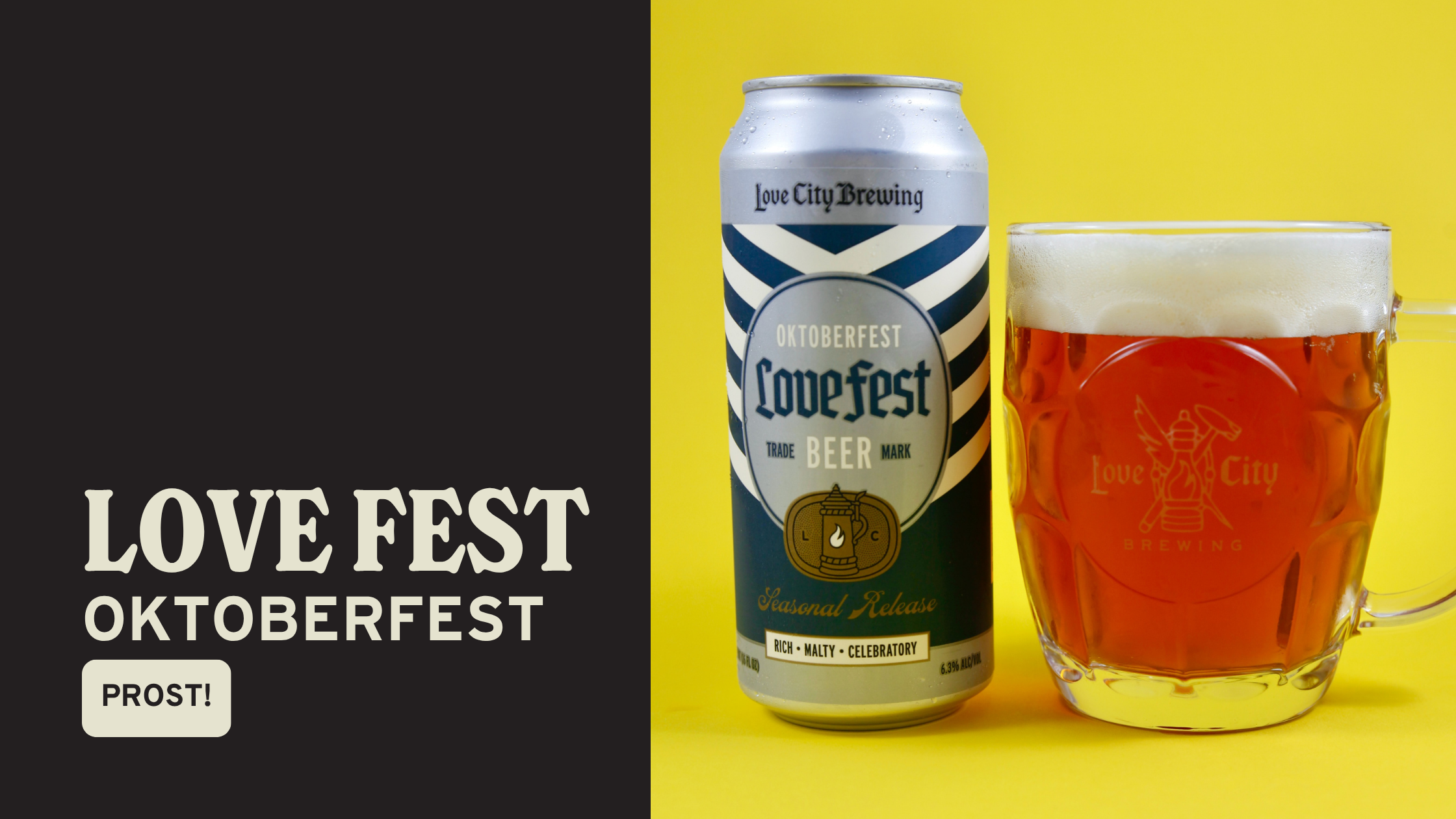  Love Fest is our take on a traditional German-style Oktoberfest. In keeping with tradition, this beer is brewed with 100% German malt from Weyermann Malting in Bamberg. Notes of toasted bread, dark fruit &amp; caramel, with a lightly sweet, clean fi