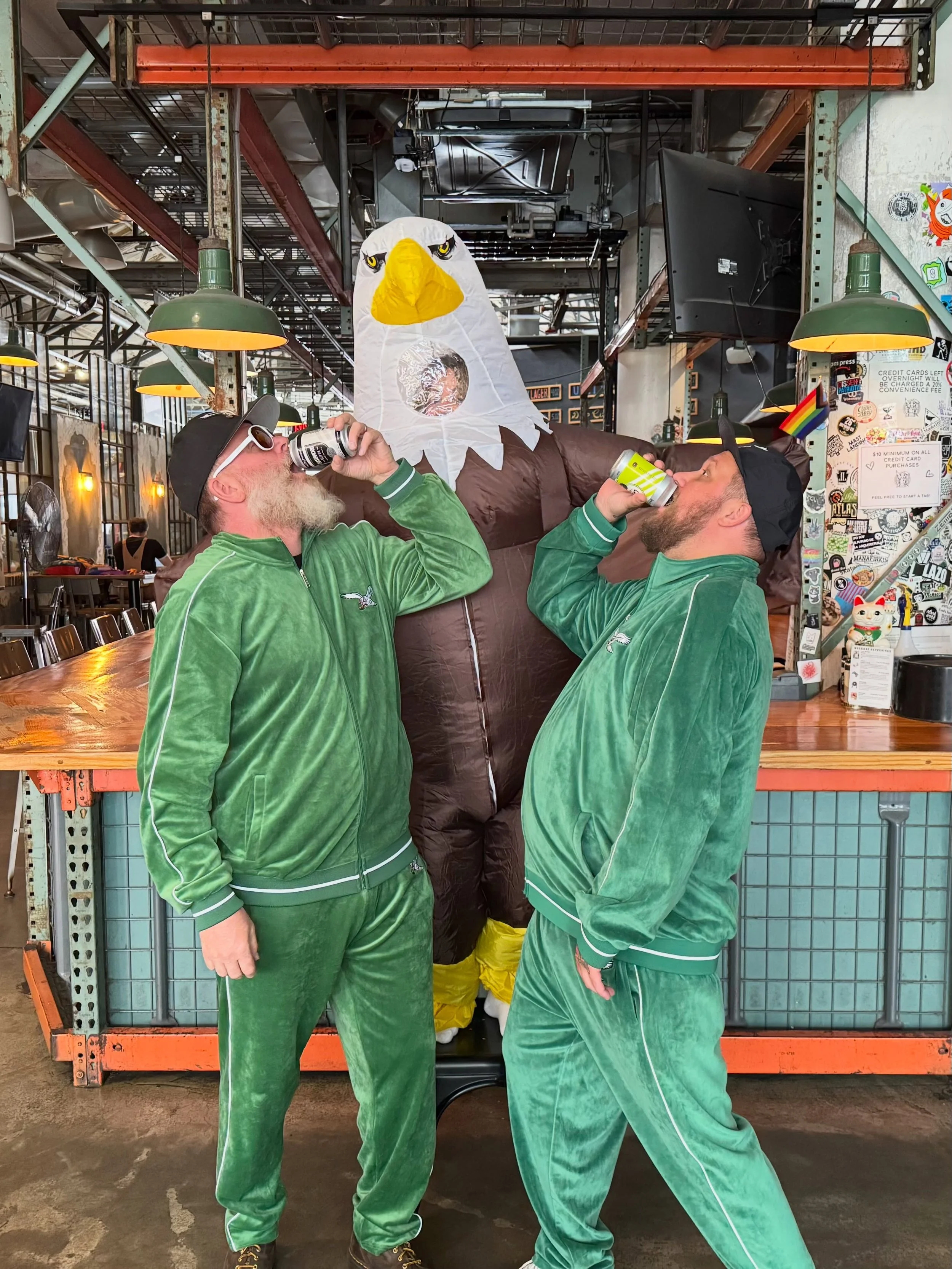 Next week, Eagles in London = breakfast game day 🦅 We open at 8:30am Sunday, Oct. 11, kickoff is 9:30. Bloody Marys, mimosas, and breakfast from @vivapizzasphl : bacon, egg &amp; cheese croissants and a chicken and waffle sandwich to get you started