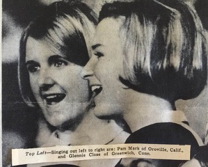 Pam Mark Hall (left) singing with Glenn Close (right) in 1967.