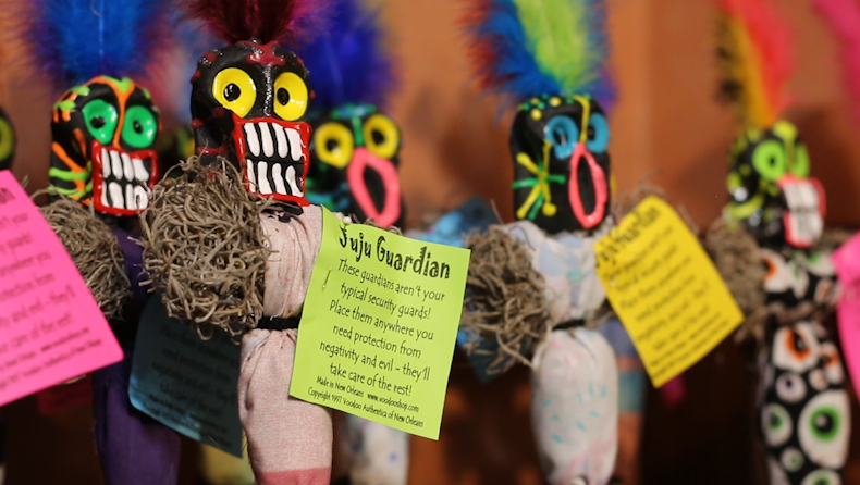 Voodoo dolls for sale at Voodoo Authentica. Owner Brandi Kelley said the items she sells are made by Voodoo practitioners in New Orleans, Haiti and Africa. Photo by Micah Danney.