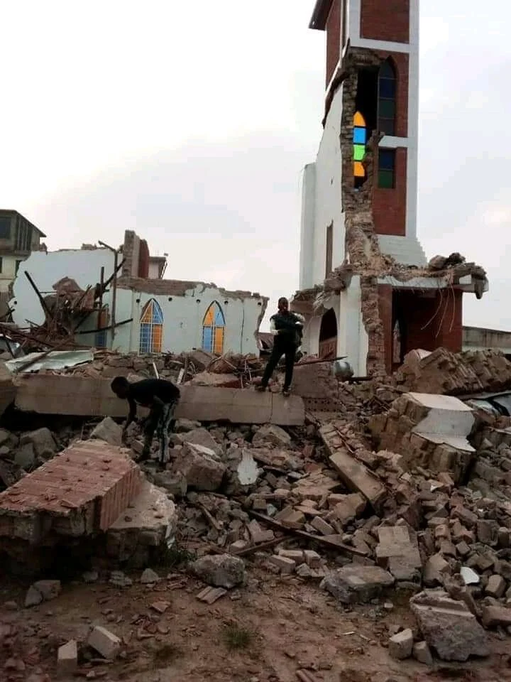 St. Peter’s Church on Aug. 10 after its razing. Photo courtesy of St. Peter’s Church.