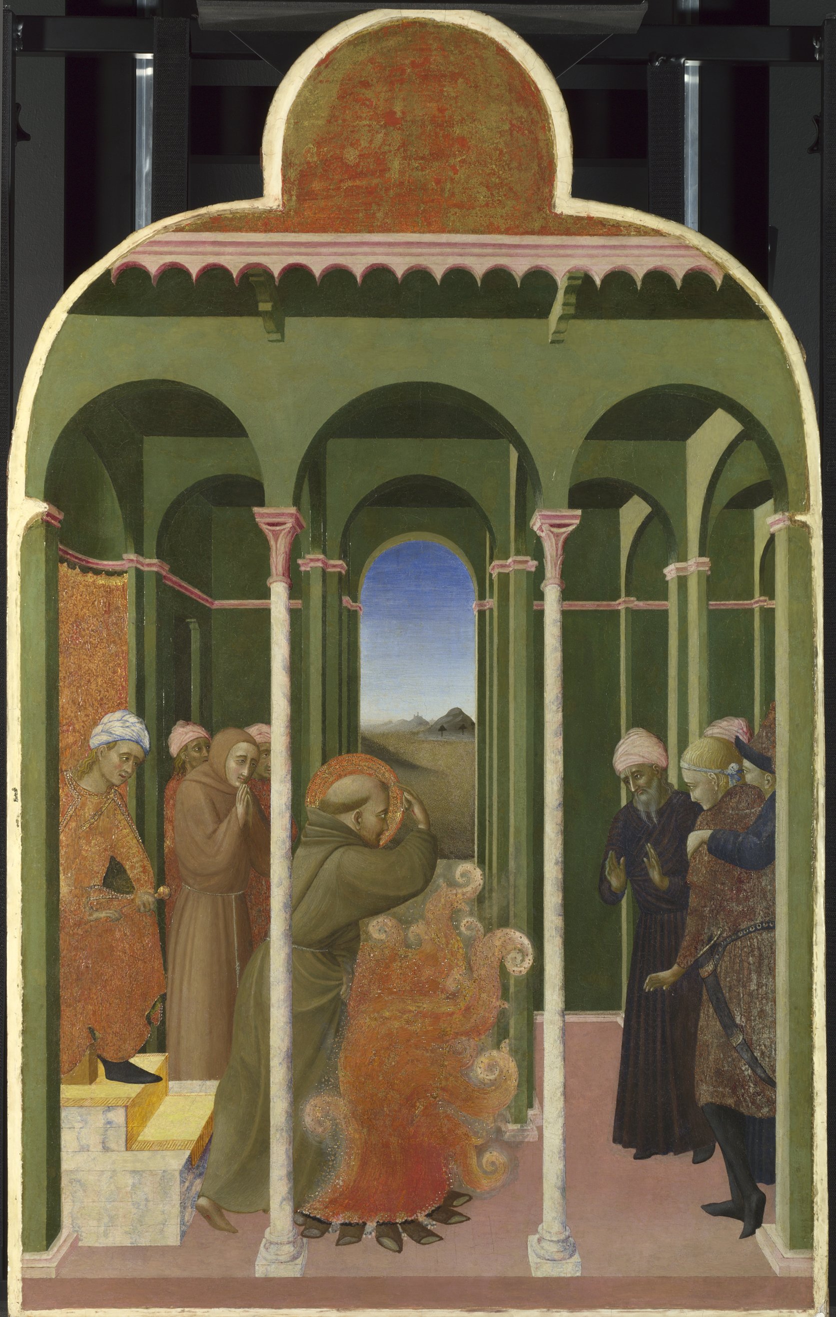    Sassetta Sansepolcro Altarpiece, N.G. No. 4761: St. Francis before the Sultan. (Photo courtesy The National Gallery, London)   