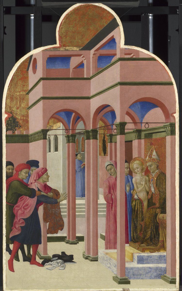    Sassetta Sansepolcro     Altarpiece, N.G. No. 4758: St. Francis renounces his earthly father. (Photo courtesy The National Gallery, London)   