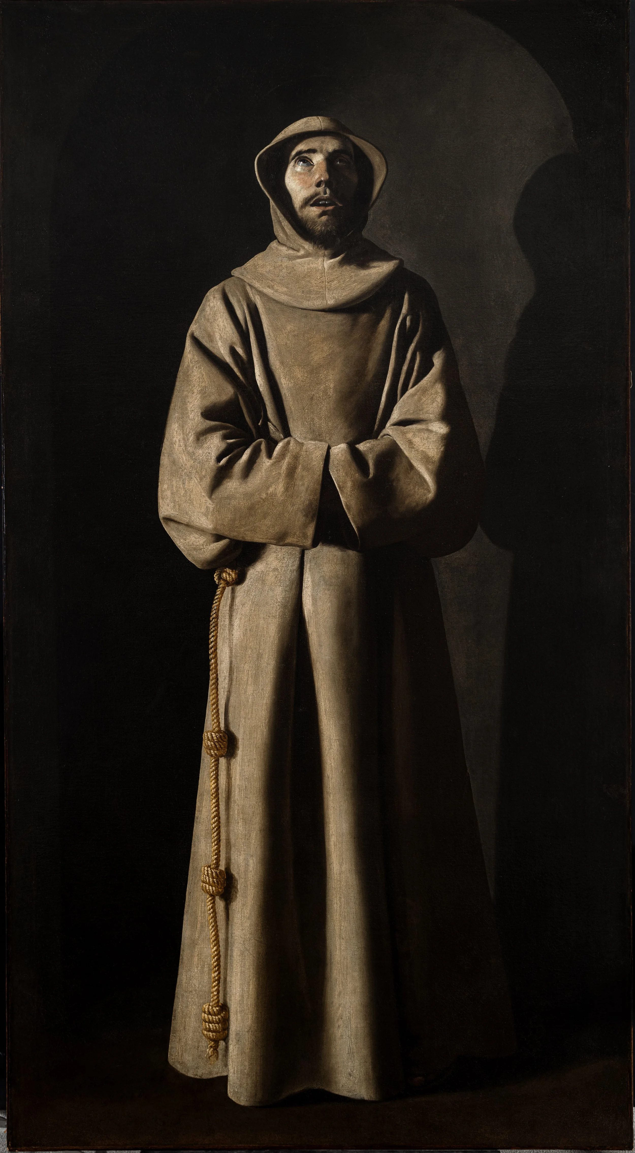 01 Francisco de Zurbaran, Saint Francis of Assisi, 1636, Oil on canvas, 209 x 110cm, Musée des Beaux-Arts de Lyon.jpg