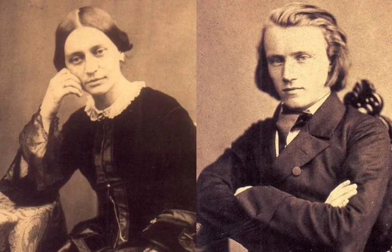 Clara Schumann and a young Johannes Brahms.