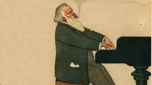 Old Brahms at the piano.