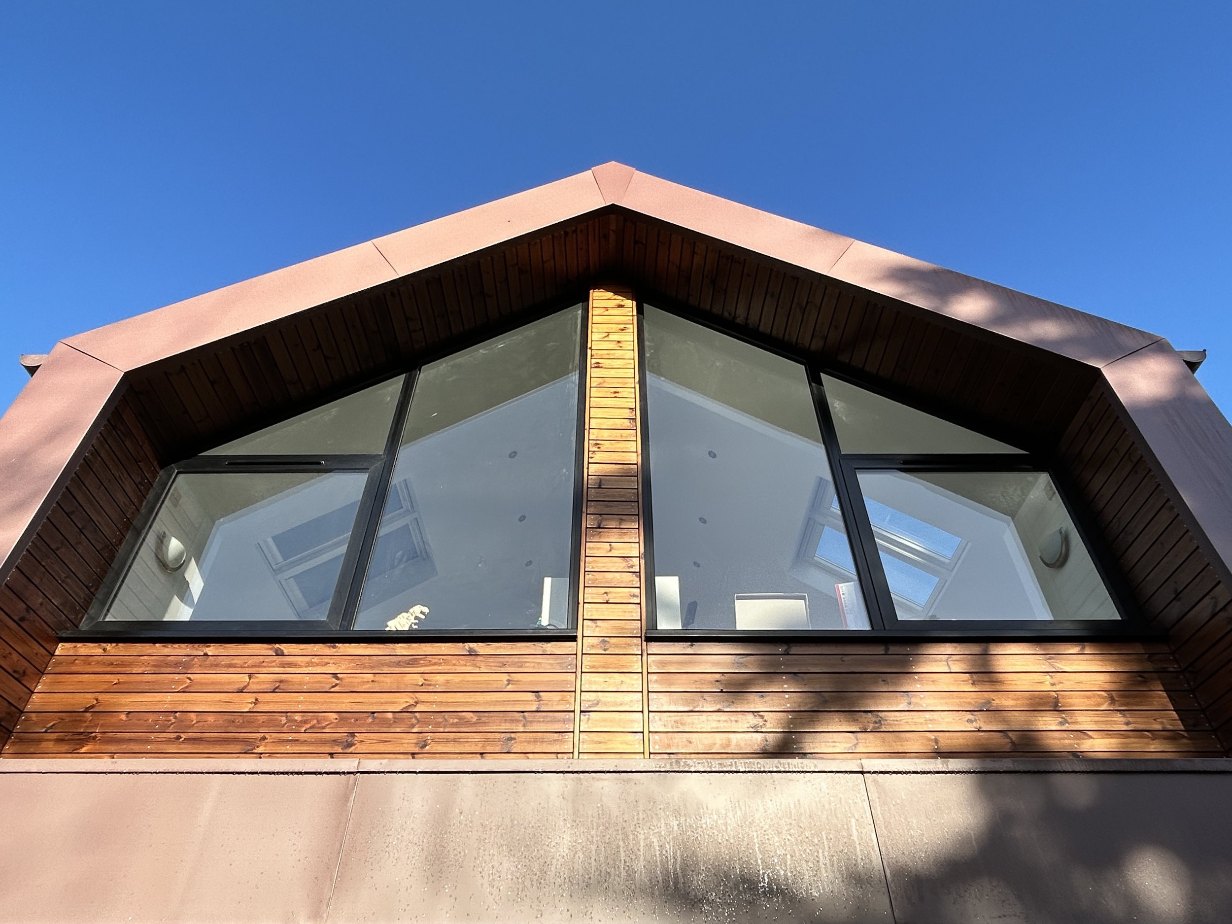 zinc and timber clad contemporary rear two storey home extension in Oldswinford, Stourbridge