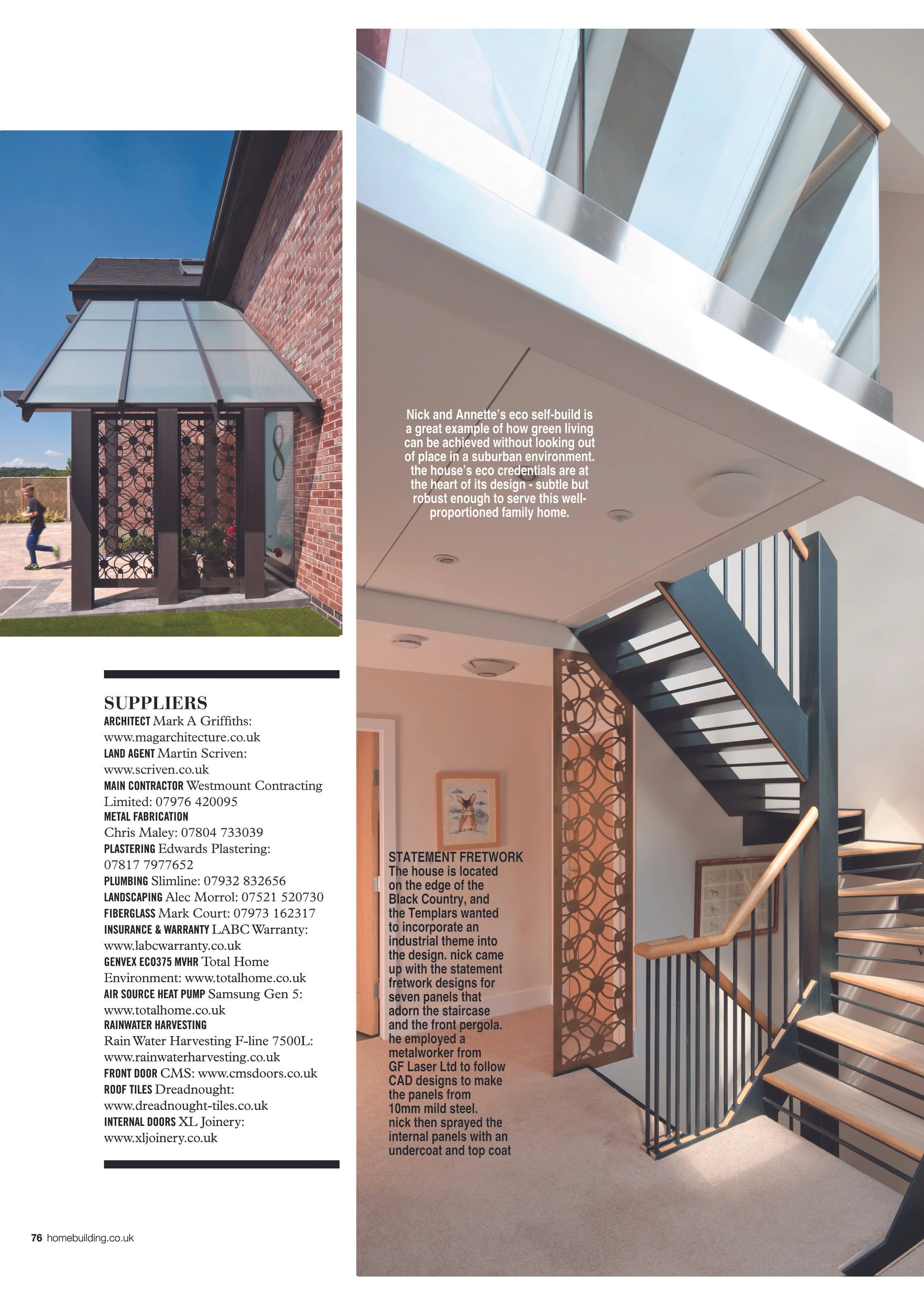 Bespoke contemporary 'one-off' new build family dwelling built to passivhaus principles in Hagley, near Stourbridge, Worcestershire. A modern covered glazed pergola entrance structure incorpora (Copy)