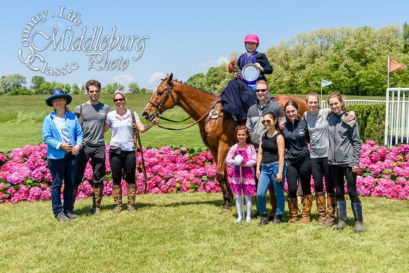 Julie Nafe on McCradys, winner of the first running of the Miss Nancy Nichols side saddle race at Willowdale Steeplechase 2017. (c) Photo by Middleburg Photo