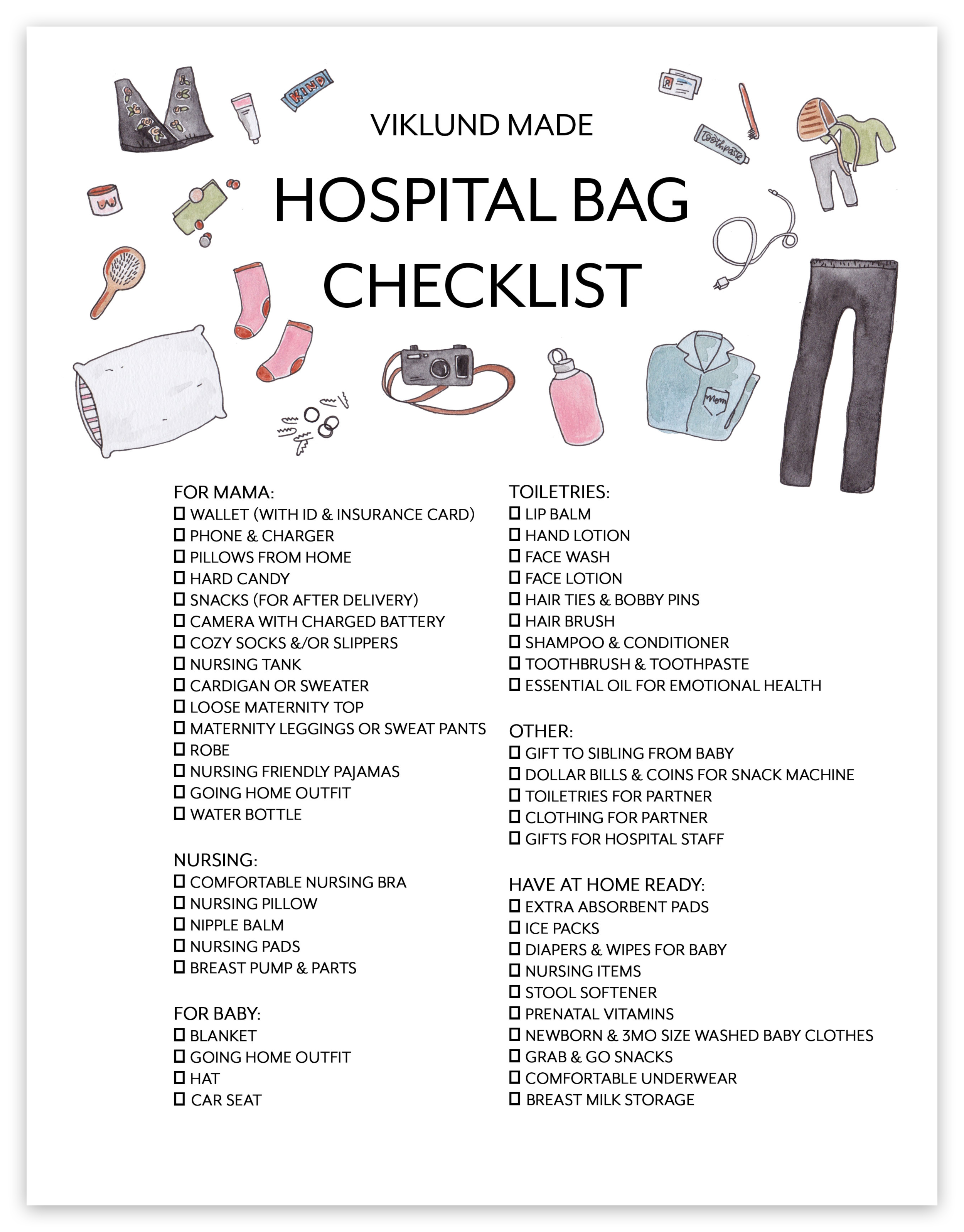 A His + Hers Hospital Bag Checklist - In Honor Of Design
