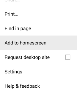 Android Add to homescreen button