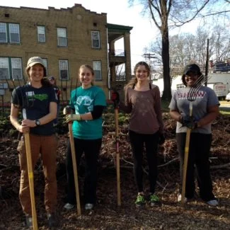 Jauntavia Prather during her service trip to IFFS Geer Street Learning Garden