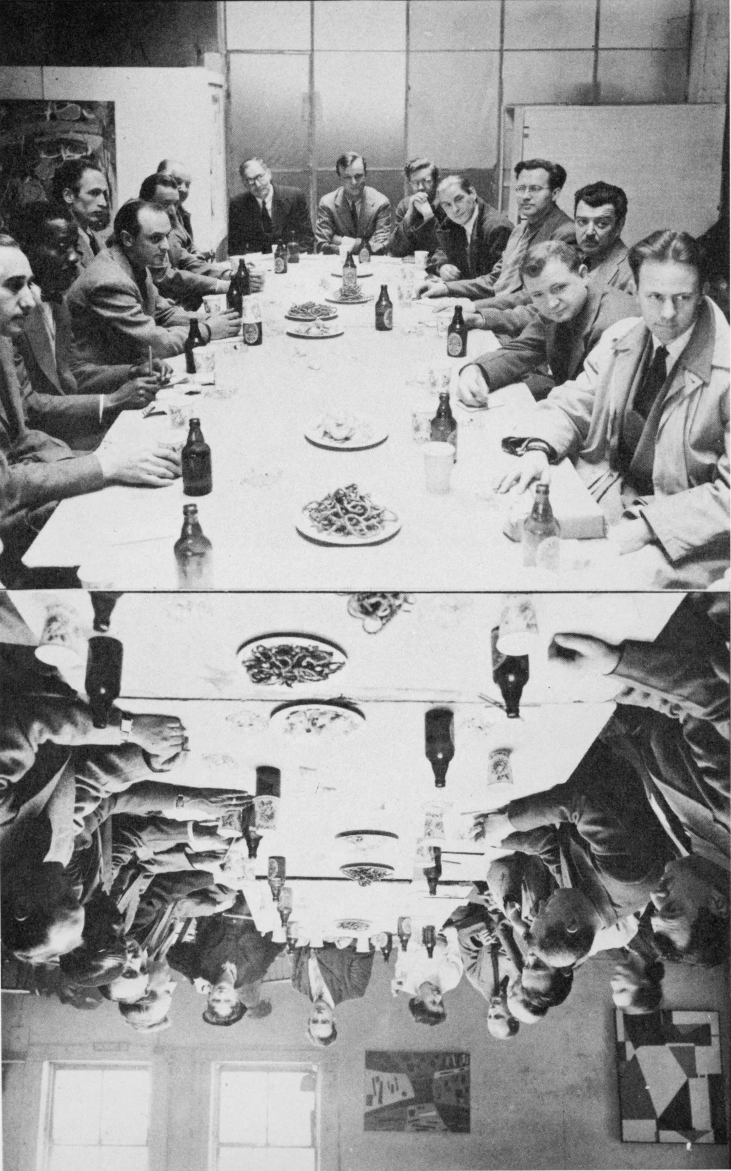 Roundtable discussion at Artists' Sessions at Studio 35, New York, 1950 | Sterne appears in the bottom left corner, seated between Robert Goodnough and David Hare
