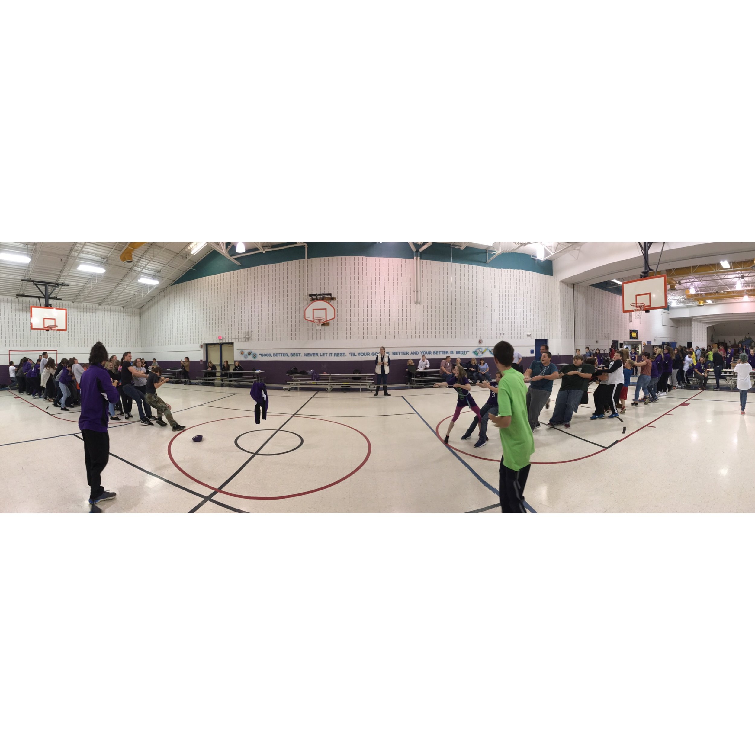 students playing games in gym