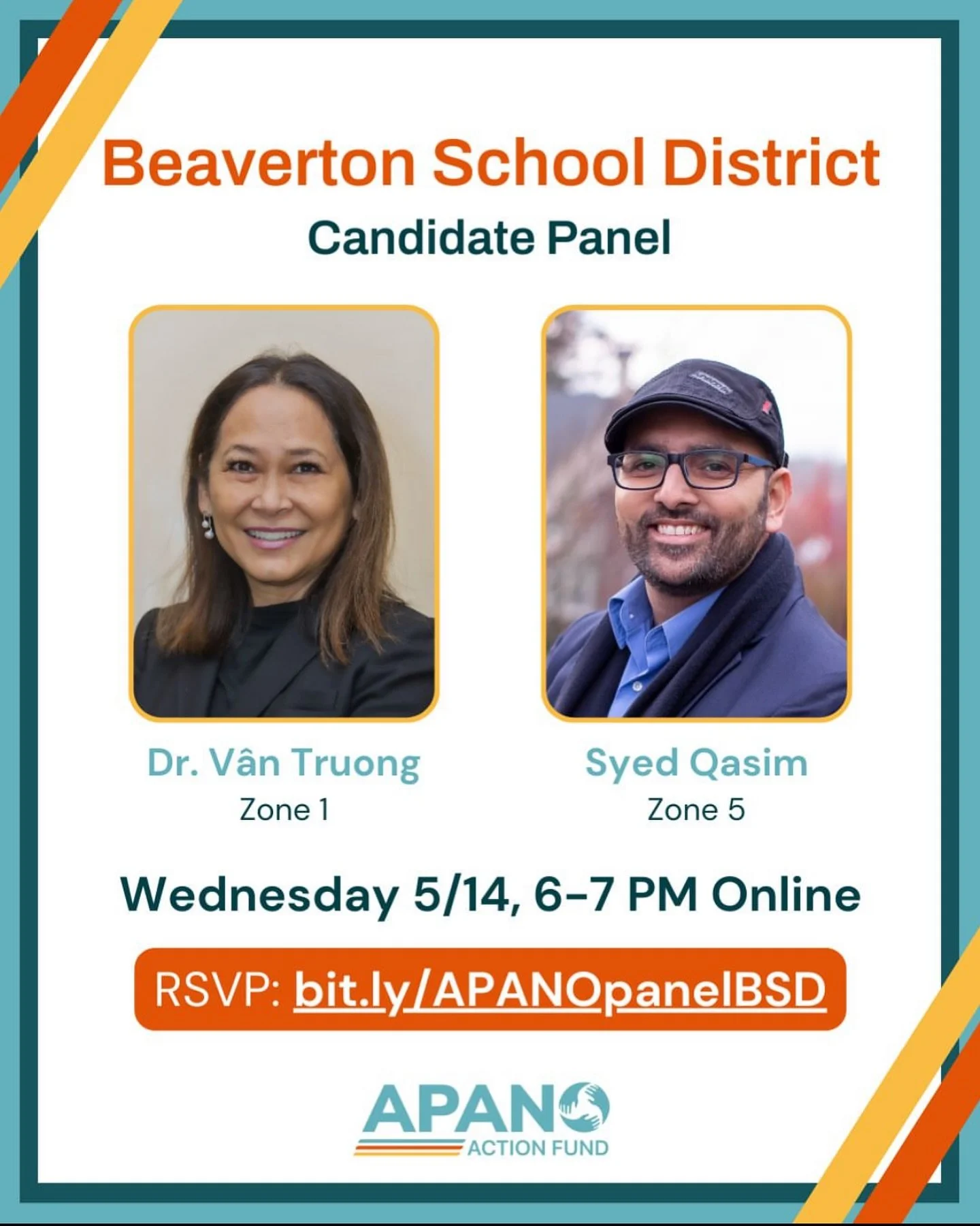 Excited to join @apanoactionfund candidate panel with @authenticsyedq !

📆 Wednesday, 5/14
⏰ 6:00pm - 7:00pm
📍Zoom

&mdash;&mdash;&mdash;-
#candidatepanel #aapi #asianamerican #drtruong4bsd #vantruong #beavertonschoolboard #bsdzone1 #zone1 #apanoaf