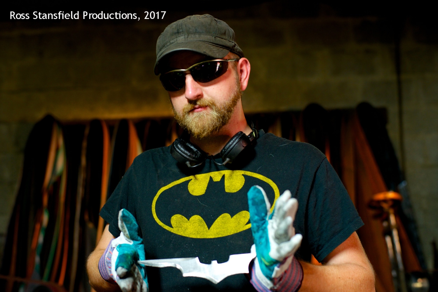 Matt Stagmer with Batman's emblem