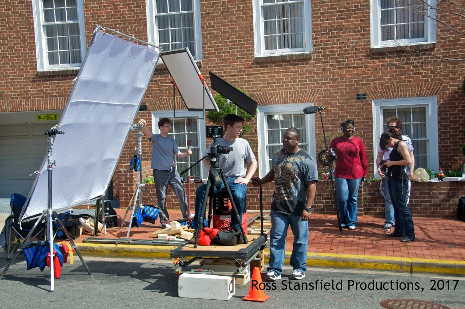 Filming on the street for "Hard Fix"