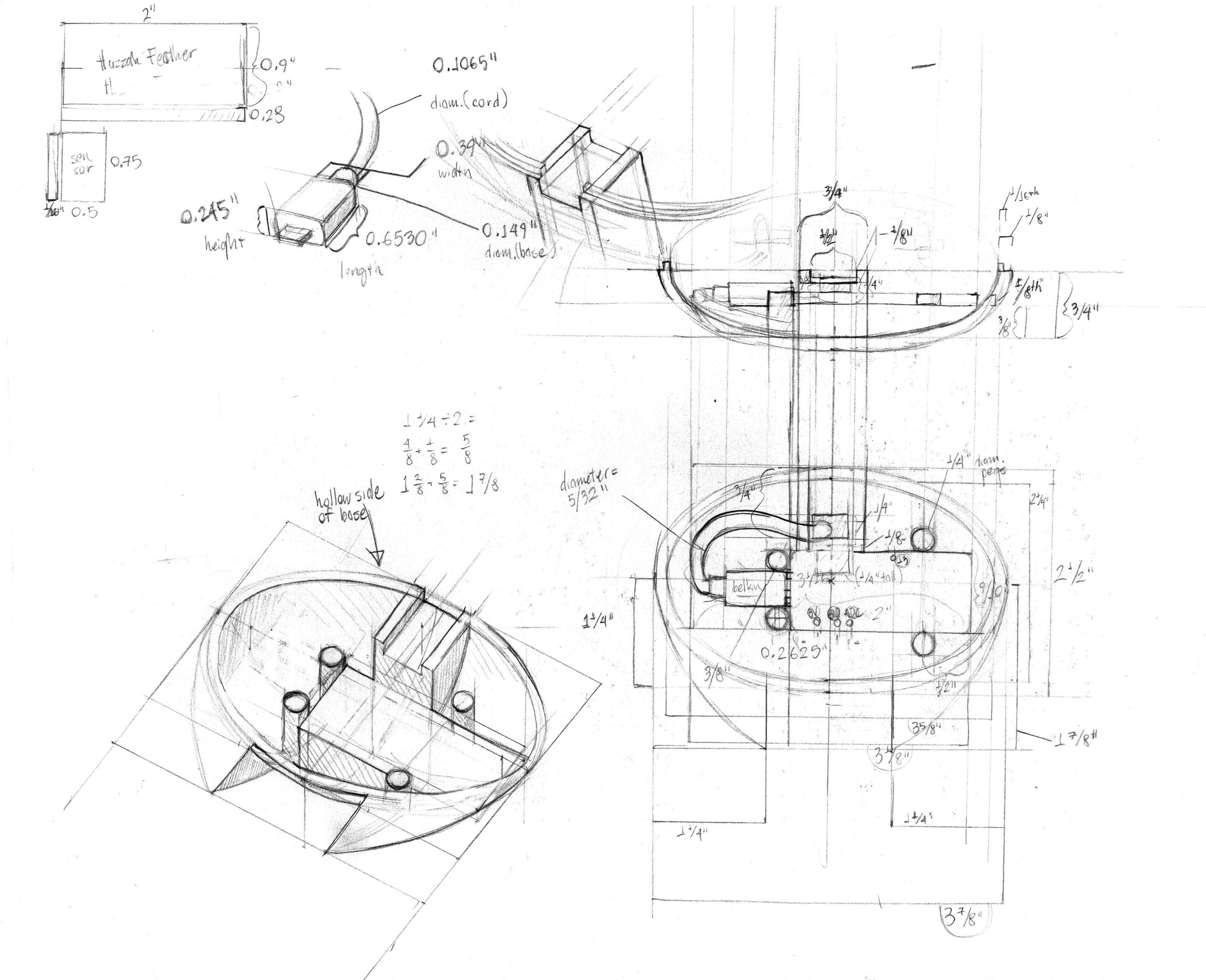 drafting sketches done prior to modeling