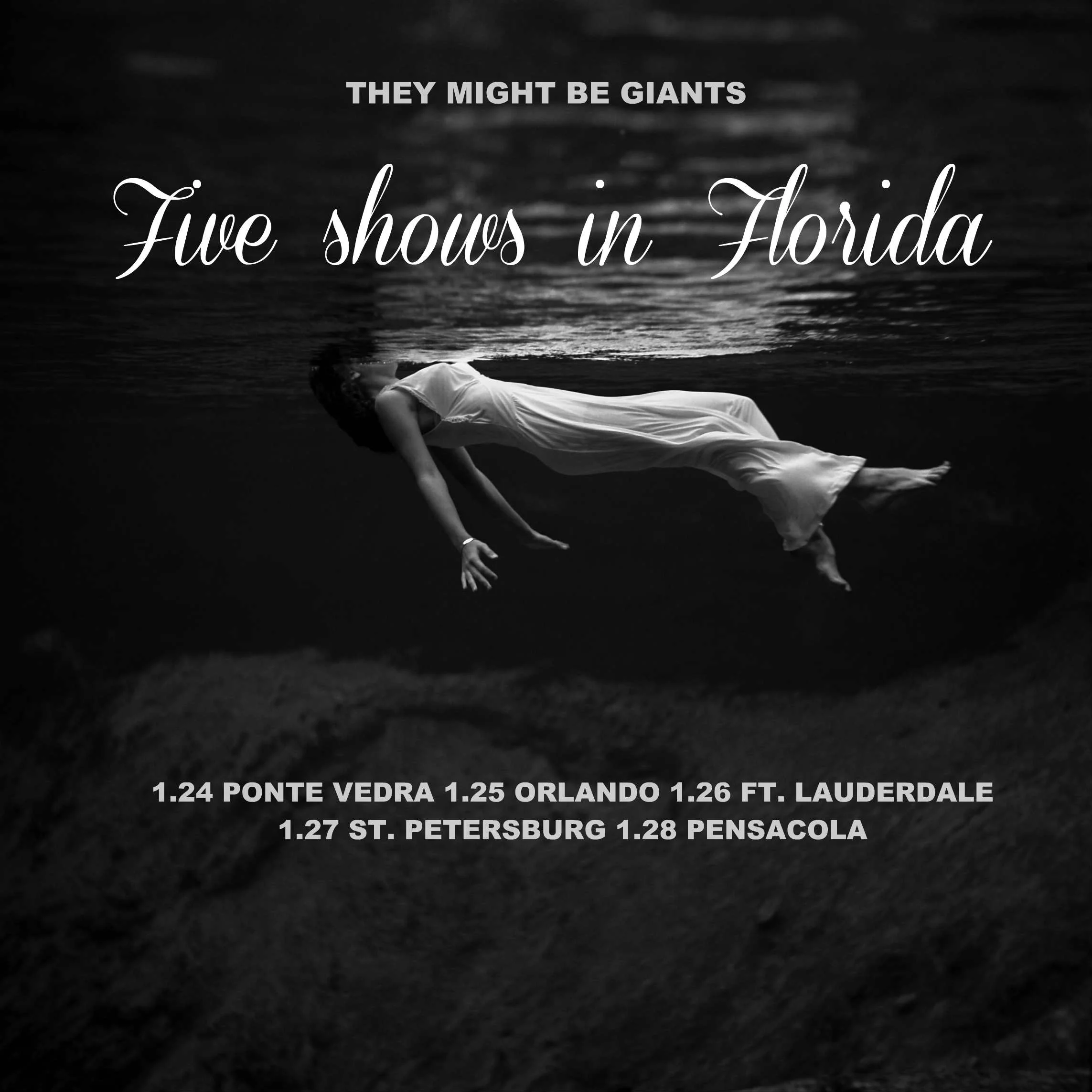 1.24 Ponte Vedra, FL http://bit.ly/tmbg0124 1.25 Orlando, FL http://bit.ly/tmbg0125 1.26 Ft. Lauderdale, FL http://bit.ly/tmbg0126 1.27 St. Petersburg, FL http://bit.ly/tmbg0127 1.28 Pensacola, FL http://bit.ly/tmbg0128