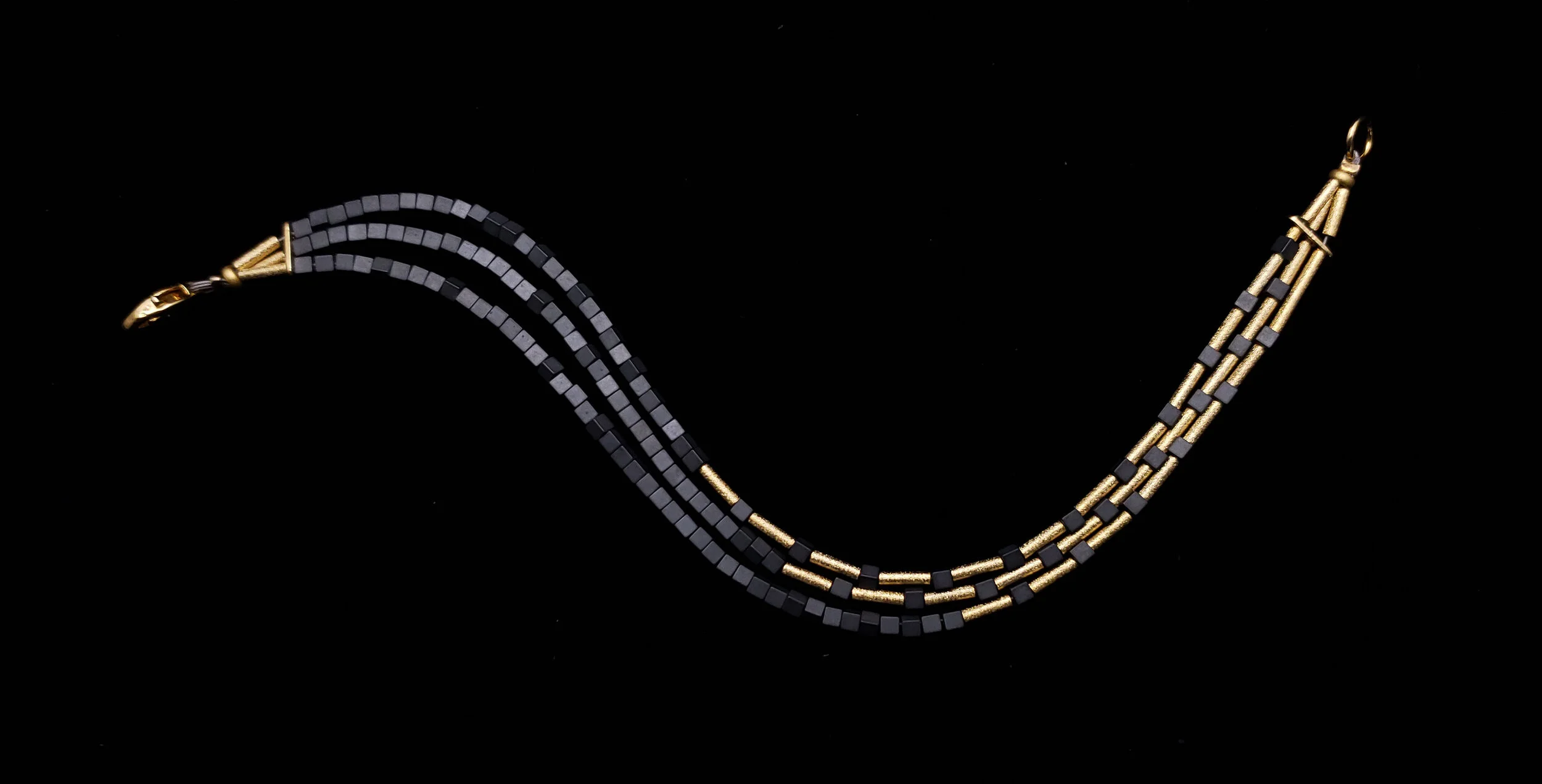 BERND WOLF 3 Row Hematite Bracelet