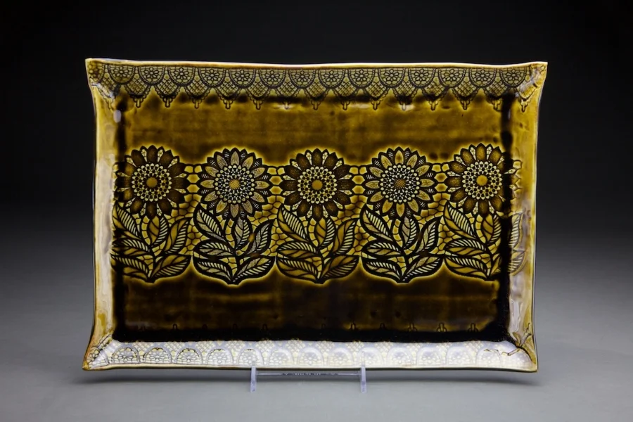 14x16 in. amber celadon glaze